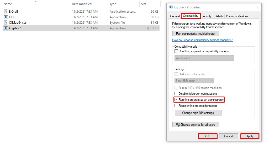 Administrator rights for the miner