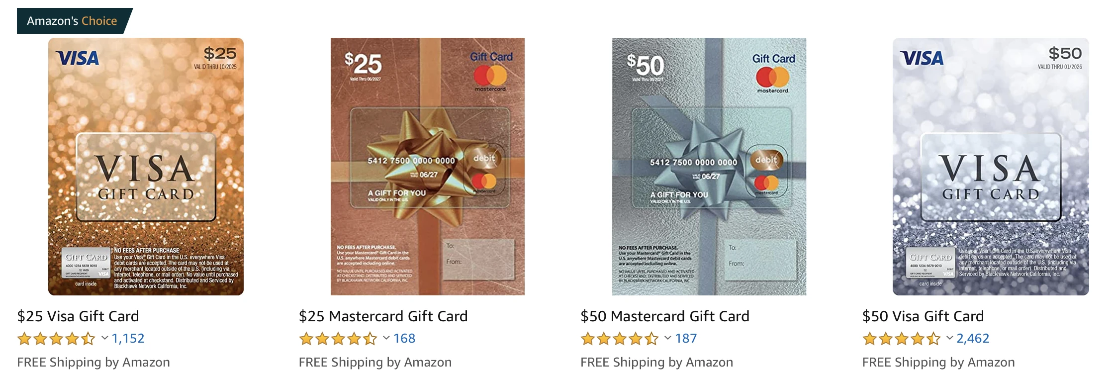 Gift cards you can get from an Amazon