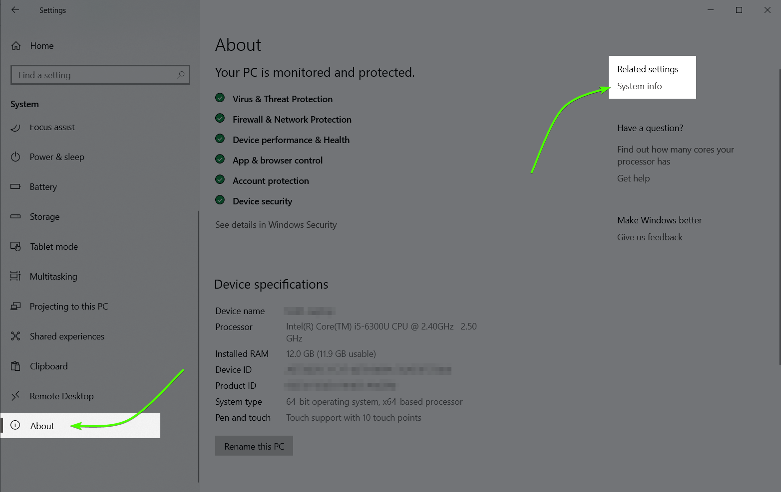 System settings