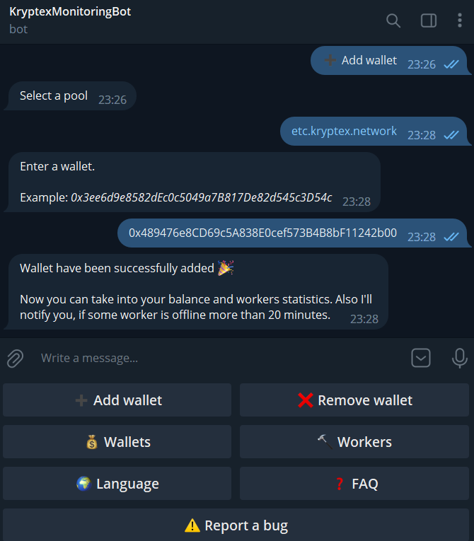 All done! Now the bot is ready to work!