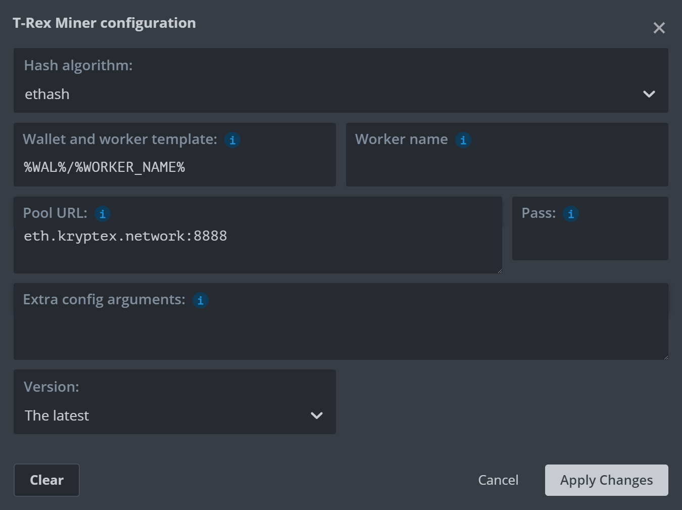 HiveOS settings