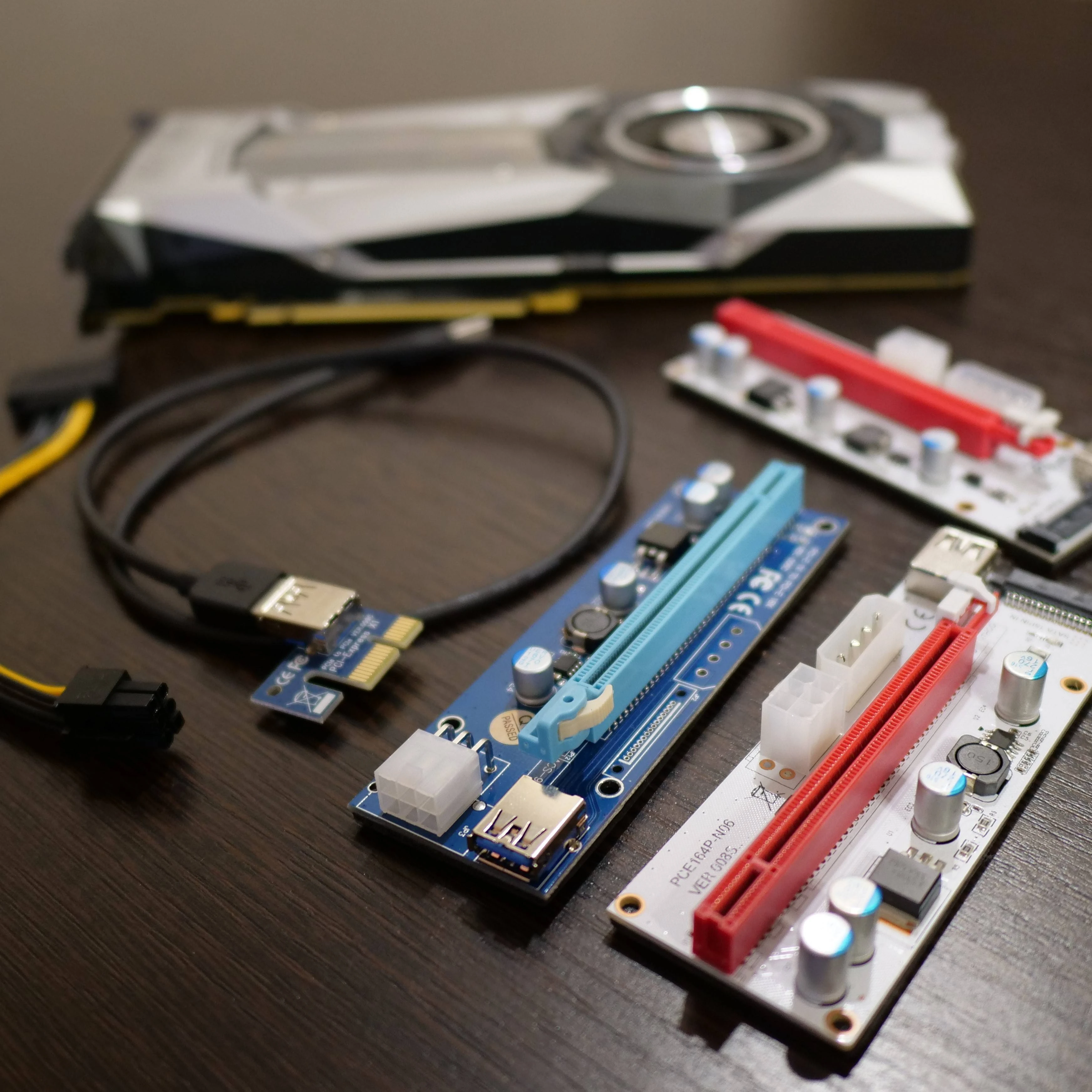 Typical risers with USB connections and an additional power source