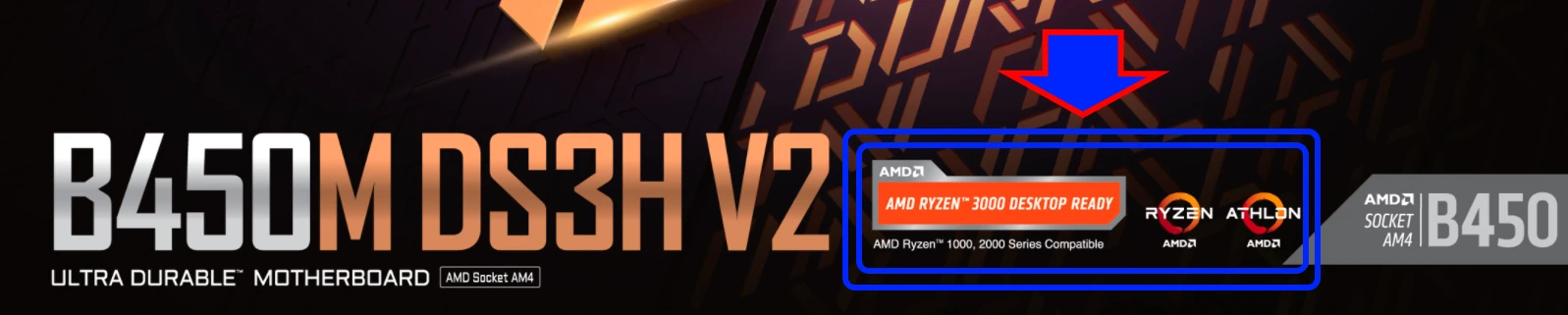 The compatibility description on the motherboard box