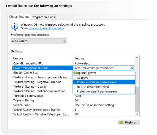 Power Modes for Nvidia Graphics Cards