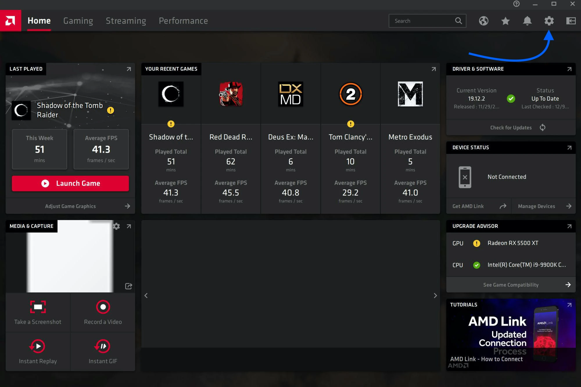 Settings window Radeon driver